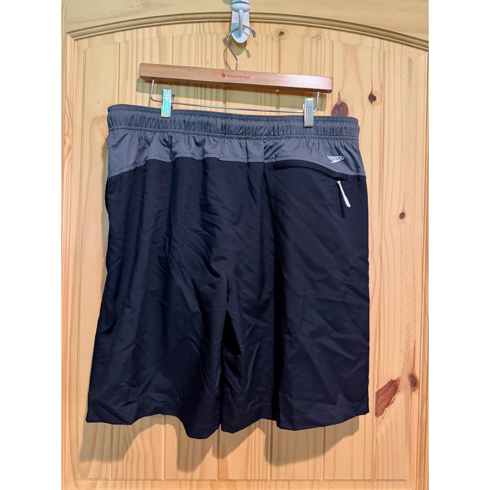 Speedo Mens XXL Swim Trunks Black Gray Board Shorts Mesh Lined Zipper Pocket - Picture 3 of 9